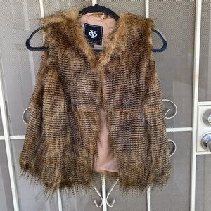 Faux Fur Brown Vest - Womens Sleeveless Coat